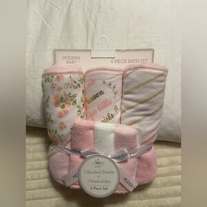 Modern Baby Pink Hooded Towel Set